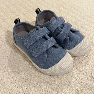 Blue and white child’s Velcro sneakers toddler size 7